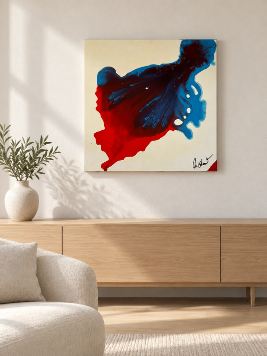 Im Fluss - Bewegung mit rot und blau